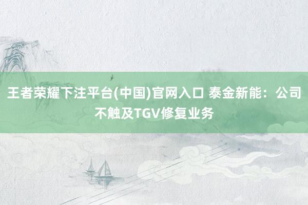 王者荣耀下注平台(中国)官网入口 泰金新能：公司不触及TGV修复业务