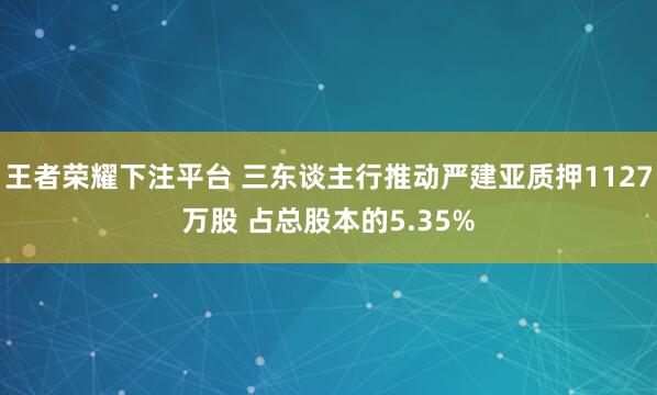 王者荣耀下注平台 三东谈主行推动严建亚质押1127万股 占总股本的5.35%