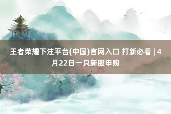 王者荣耀下注平台(中国)官网入口 打新必看 | 4月22日一只新股申购