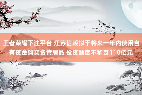 王者荣耀下注平台 江苏信赖拟于将来一年内使用自有资金购买资管居品 投资额度不稀奇110亿元