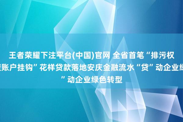 王者荣耀下注平台(中国)官网 全省首笔“排污权质押+碳账户挂钩”花样贷款落地安庆金融流水“贷”动企业绿色转型