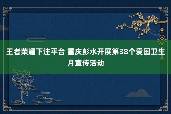 王者荣耀下注平台 重庆彭水开展第38个爱国卫生月宣传活动