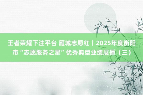王者荣耀下注平台 雁城志愿红丨2025年度衡阳市“志愿服务之星”优秀典型业绩展播（三）