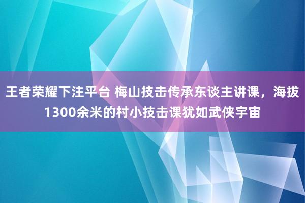 王者荣耀下注平台 梅山技击传承东谈主讲课，海拔1300余米的村小技击课犹如武侠宇宙