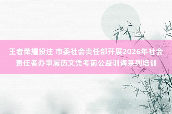王者荣耀投注 市委社会责任部开展2026年社会责任者办事履历文凭考前公益训诲系列培训