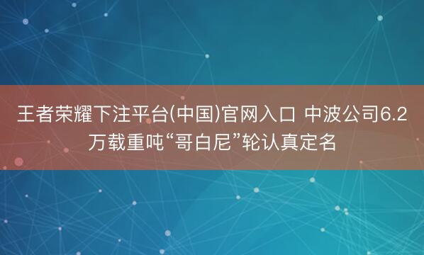 王者荣耀下注平台(中国)官网入口 中波公司6.2万载重吨“哥白尼”轮认真定名