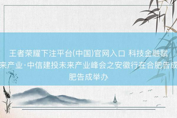 王者荣耀下注平台(中国)官网入口 科技金融赋能未来产业·中信建投未来产业峰会之安徽行在合肥告成举办
