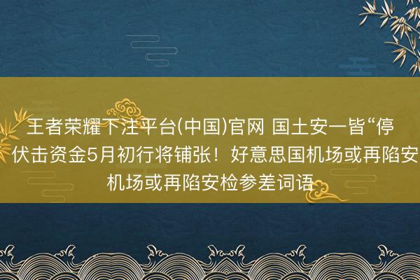 王者荣耀下注平台(中国)官网 国土安一皆“停摆”合手续，伏击资金5月初行将铺张！好意思国机场或再陷安检参差词语