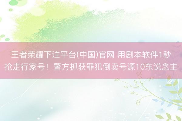王者荣耀下注平台(中国)官网 用剧本软件1秒抢走行家号！警方抓获罪犯倒卖号源10东说念主